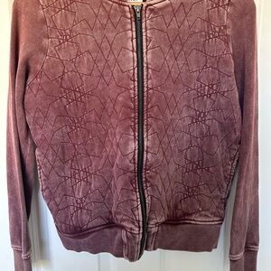 RVCA Quilted vintage wash, maroon Bloom Bomber Jacket XS VGUC